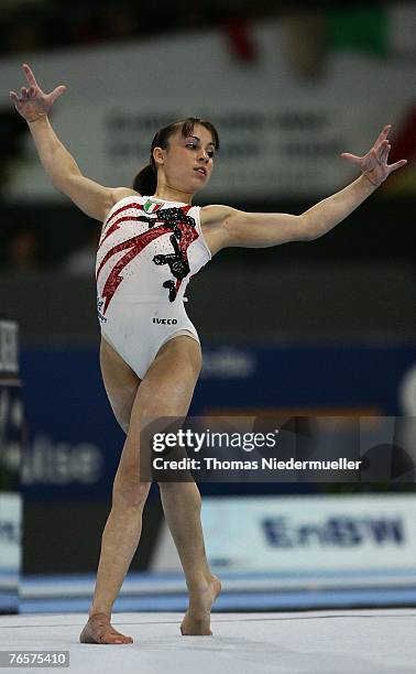 Vanessa Ferrari of Italy performs on the floor during the woman's individual finals of the 40th World Artistic Gymnastics Championships on September...