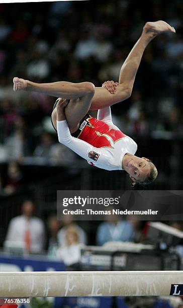 Marie-Sophie Hindermann of Germany performs on the beam during the woman's individual finals of the 40th World Artistic Gymnastics Championships on...