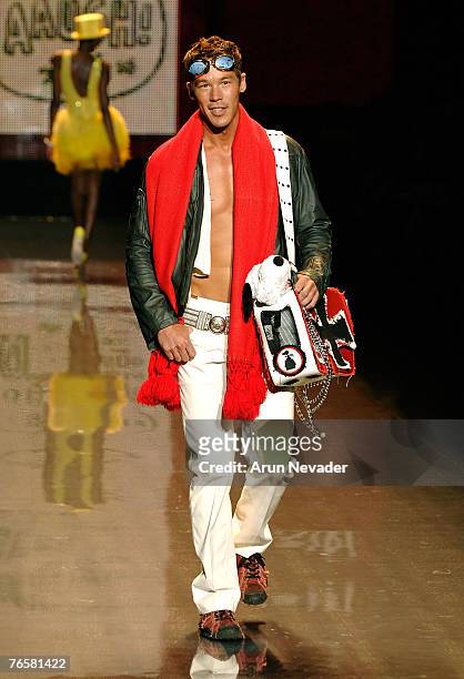 Personality David Bromstad walks the runway wearing Snoopy In Fashion during Mercedes-Benz Fashion Week at the Tent, Bryant Park on September 7, 2007...