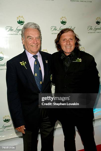 Vic Seixas and Guillermo Vilas arrives at the International Tennis Hall of Fame's 2007 Legends Ball at Cipriani, 42nd street on September 7, 2007 in...