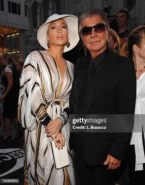 Musician Jennifer Lopez and Designer Roberto Cavalli at the Just Cavalli New York Flagship store opening during Mercedes-Benz Fashion Week Spring...