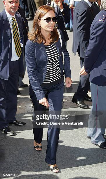 Journalist Barbara Palombelli attends Luciano Pavarotti's funeral held in Modena's Duomo on September 8, 2007 in Modena, Italy. Pavarotti died of...