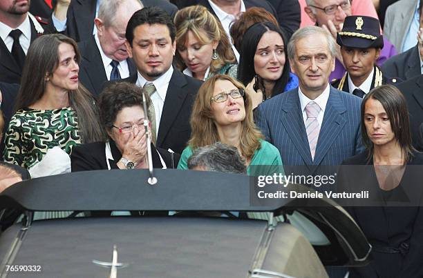 Cristina Pavarotti, Edwin Tinoco, Veronica Zeggio, Gianni Mantovani, Lorenza Pavarotti, Gabriella Pavarotti and Nicoletta Mantovani Pavarotti attend...