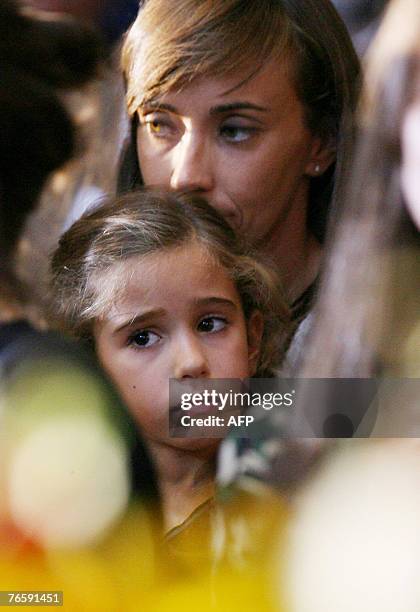 Italian tenor Luciano Pavarotti and Nicoletta Mantovani daughter Alice attends a funeral of the Italy's opera legend at Modena's Romanesque...