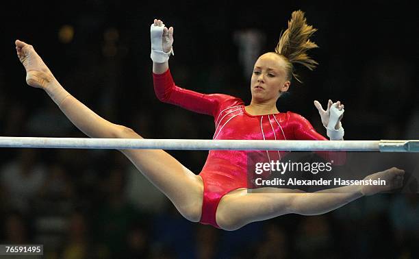 Anastasia Liukin of the U.S. Wins the Silver Medal in the women's Uneven Bars final of the 40th World Artistic Gymnastics Championships on September...