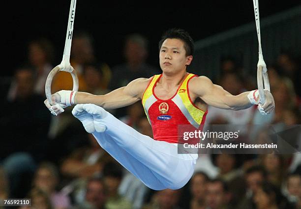 Wei Yang of China competes in the men's Ring final of the 40th World Artistic Gymnastics Championships on September 8, 2007 at the...