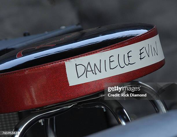 Singer and Songwriter, Danielle Evin's chair backstage at Farm Aid 2007, A Homegrown Festival at Icahn Stadium, Randall's Island, NY. September...