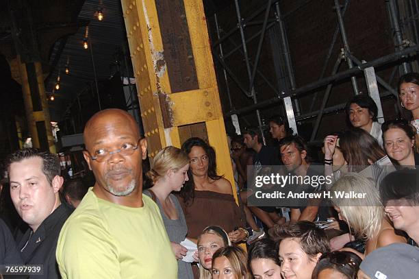 Actor Samuel L. Jackson attends the adidas Y-3 Spring 2008 Fashion Show held at 506 W. 22nd Street during the Mercedes-Benz Fashion Week Spring 2008...