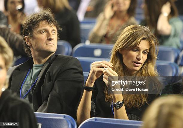 Socialite Jemima Khan and friend watch The Police perform at Twickenham Rugby Stadium September 8, 2006 in London, England.