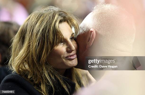 Socialite Jemima Khan watches The Police perform at Twickenham Rugby Stadium September 8, 2006 in London, England.