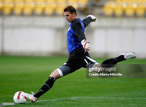 Ante Covic of the Jets in action during the round three A-League match between the Wellington Phoenix and the Newcastle Jets at Westpac Stadium on...