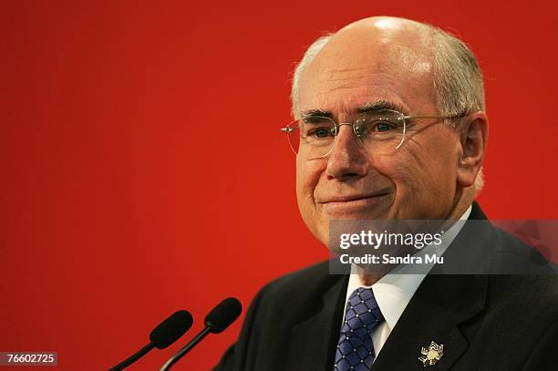 Australian Prime Minister John Howard speaks at his final media conference for the Asia-Pacific Economic Cooperation forum on September 9, 2007 in...