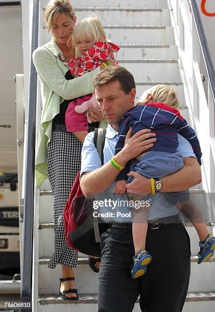 Kate and Gerry McCann the parents of missing four-year-old Madeleine McCann arrive back in the UK to East Midlands airport, after taking a flight...