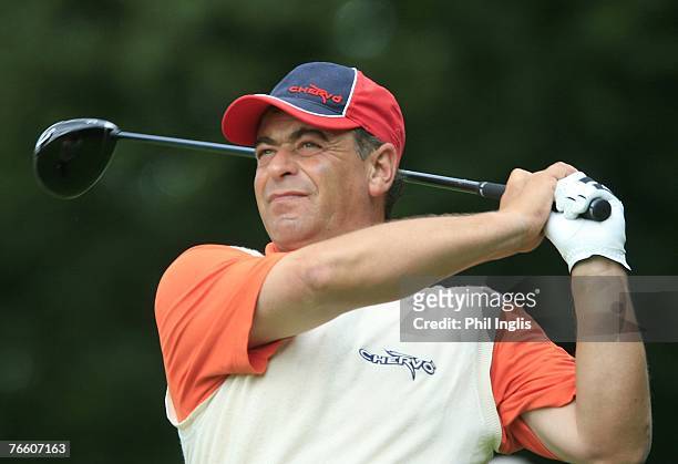 Costantino Rocca of Italy in action during the final round of the 51st PGA Seniors Championship played at The Stoke by Nayland Club on September 9,...