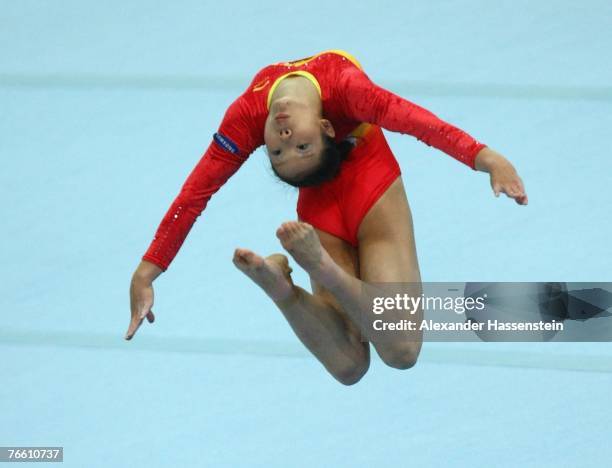 Fei Cheng of China competes in the women's Floor final competition of the 40th World Artistic Gymnastics Championships on September 9, 2007 at the...