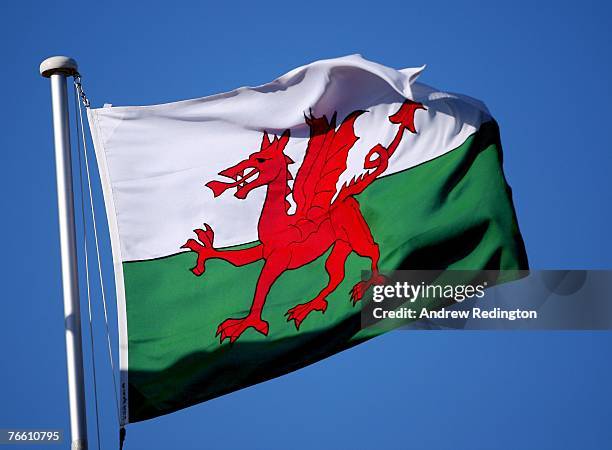 Close-up of a Welsh flag during the final round of the Omega European Masters at Crans-Sur-Sierre Golf Club on September 9, 2007 in Crans Montana,...