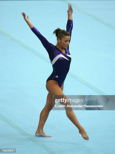 Alicia Sacramone of the USA competes in the women's Floor final competition of the 40th World Artistic Gymnastics Championships on September 9, 2007...