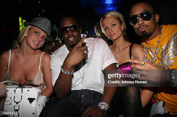 Britney Spears, Sean "Diddy" Combs, Paris Hilton and Dallas Austin attends 50 Cent Hosts Party at The Hard Rock on September 8, 2007 in Las Vegas, NV