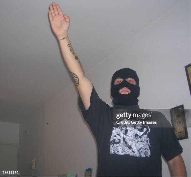 In this recent undated handout photo provided by the Israeli Police on September 9 a Russian-Israeli member of a neo-Nazi cell who was arrested by...