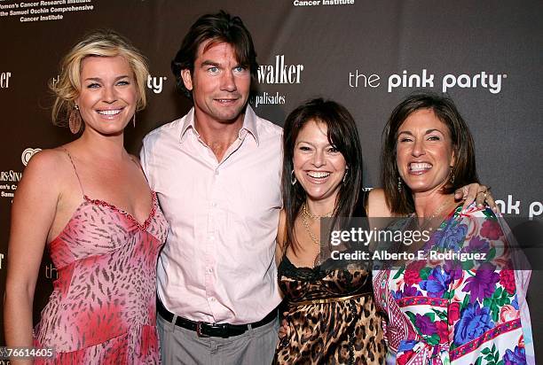 Actress Rebecca Romjin, actor Jerry O'Connell, Pink Party founder Elyse Walker and Dr. Beth Karlan arrive at The Pink Party to benefit Cedar-Sinai...