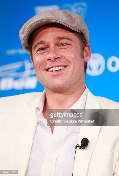 Actor Brad Pitt at the press conference for "The Assassination of Jesse James" at the Four Seasons Hotel at The 32nd Annual Toronto International...