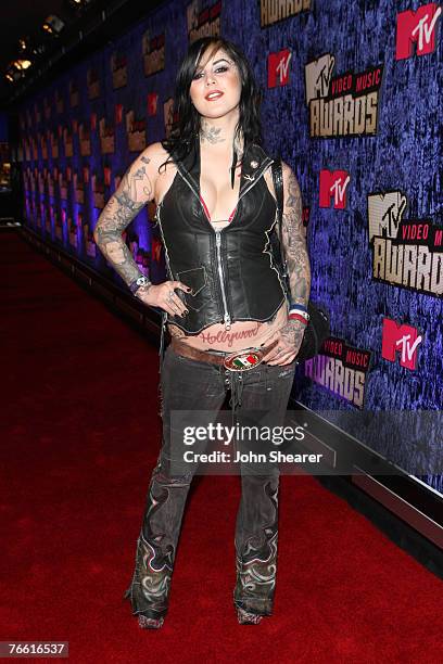 Personality Kat Von D arrives at the 2007 MTV Video Music Awards at The Palms Hotel and Casino on September 9, 2007 in Las Vegas, Nevada.