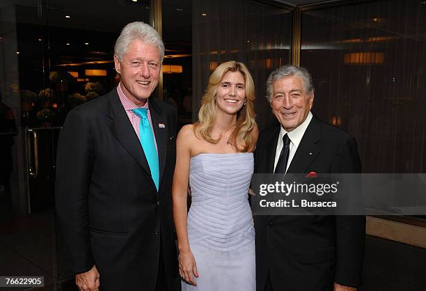 President Bill Clinton, Susan Bennett and Musician Tony Bennett during the Tony Bennett Exploring the Arts Benefit at Radio City Music Hall on...