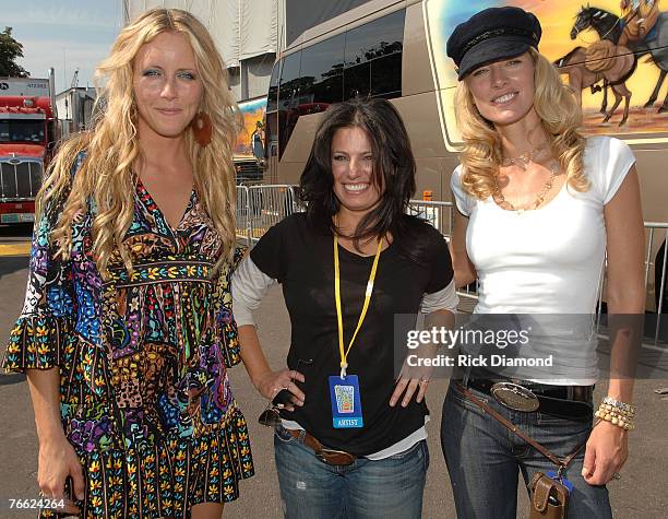 Artist Pauline Reese, Artist Danielle Evin and Model Elaine Erwin Mellencamp Backstage at Farm Aid 2007 at ICAHN Stadium on Randall's Island, NY...