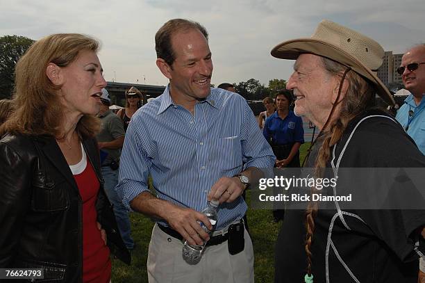 Sida Spitzer wife of Governor, New York Governor Eliot Spitzer and Artist Willie Nelson Backstage at Farm Aid 2007 at ICAHN Stadium on Randall's...