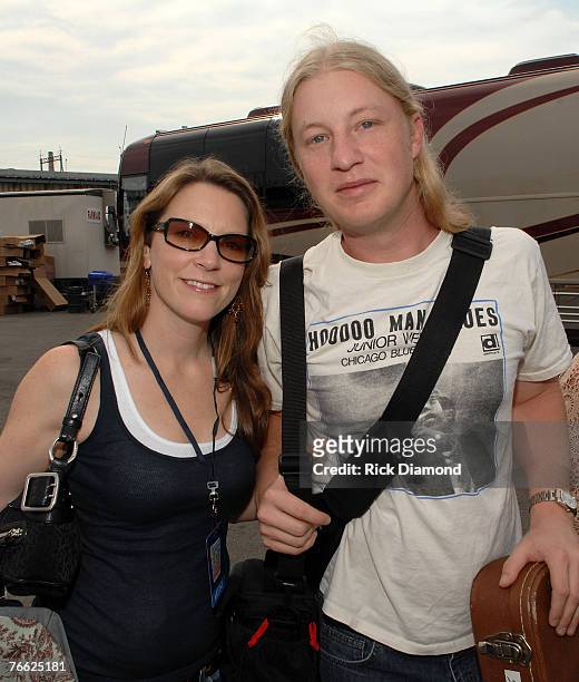 Artist Susan Tedeschi and her husband Artist Derick Trucks Backstage at Farm Aid 2007 at ICAHN Stadium on Randall's Island, NY September 9,2007.