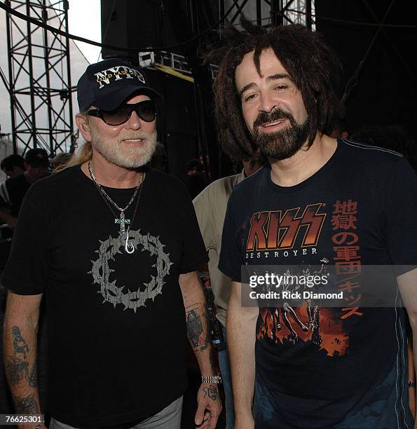 Artist Gregg Allman and Artist Adam Duritz Backstage at Farm Aid 2007 AT ICAHN Stadium on Randall's Island, NY September 9,2007.