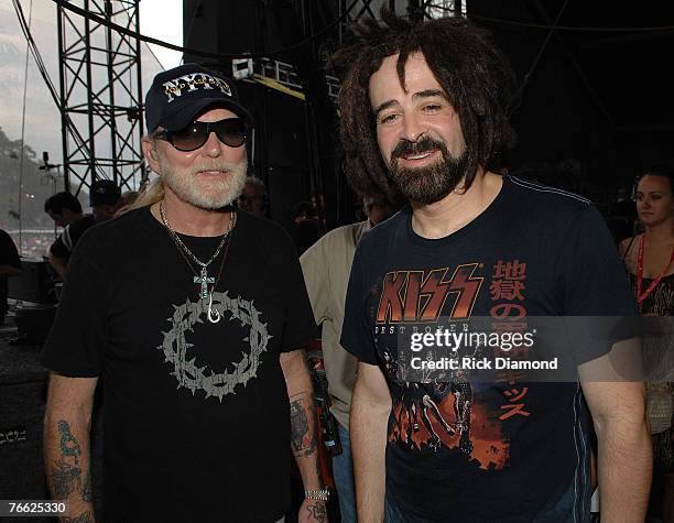 Artist Gregg Allman and Artist Adam Duritz Backstage at Farm Aid 2007 AT ICAHN Stadium on Randall's Island, NY September 9,2007.