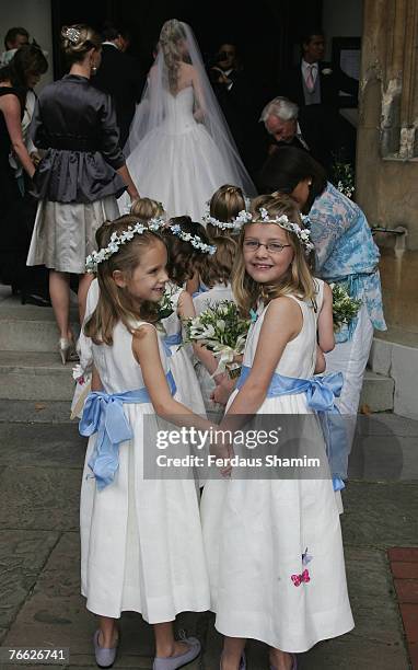 Bridesmaids attend the wedding of Chloe Delevingne and Louis Buckworth on September 7, 2007 in London, England.