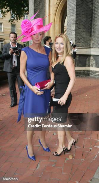 Geri Halliwell and Guest attends the wedding of Chloe Delevingne and Louis Buckworth on September 7, 2007 in London, England.