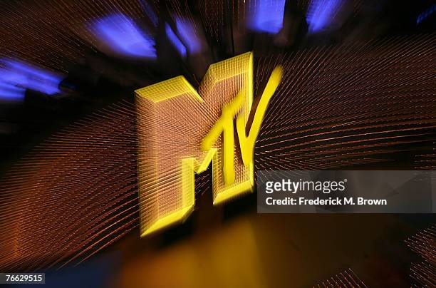 The MTV logo is seen on stage during the 2007 MTV Video Music Awards held at The Palms Hotel and Casino on September 9, 2007 in Las Vegas, Nevada.