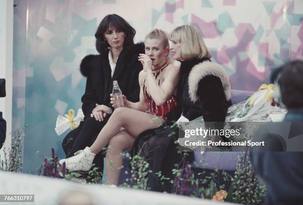 American figure skater Tonya Harding of the United States team pictured after completing her routine during competition in the Ladies singles figure...