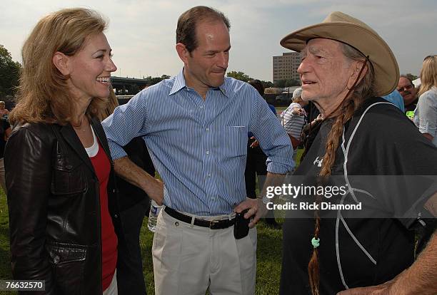 Sida Spitzer wife of Governor, New York Governor Eliot Spitzer and Artist Willie Nelson Backstage at Farm Aid 2007 at ICAHN Stadium on Randall's...