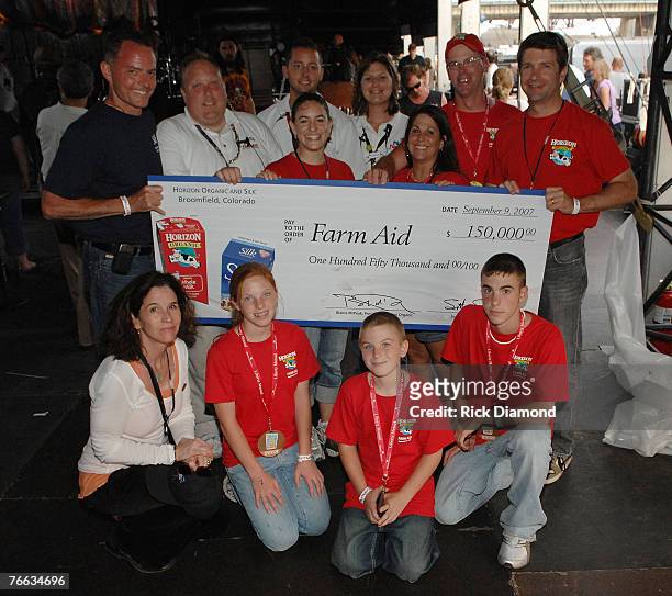 Horizon Organic Milk makes a check presentation to Farm Aid for $150,000.00, Backstage at Farm Aid 2007 AT ICAHN Stadium on Randall's Island, NY...