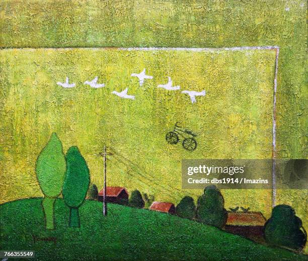 bicycle trip illustration - utility pole stock illustrations