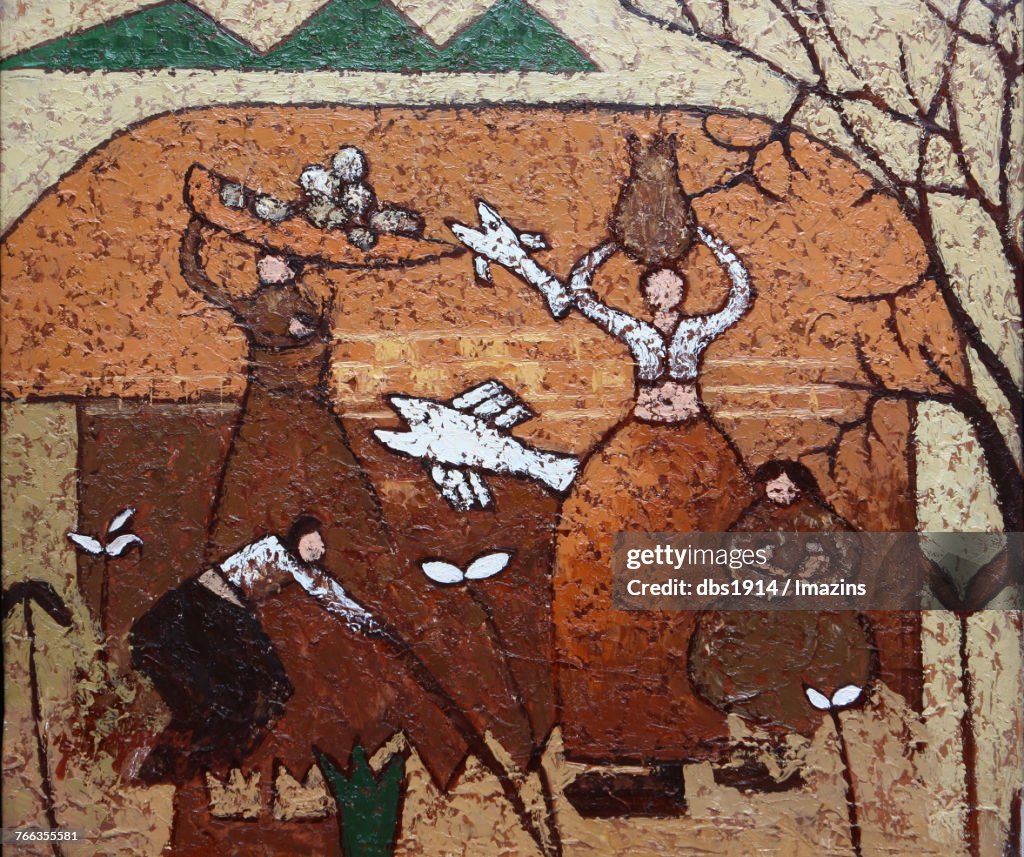 Korean old women going to market Illustration