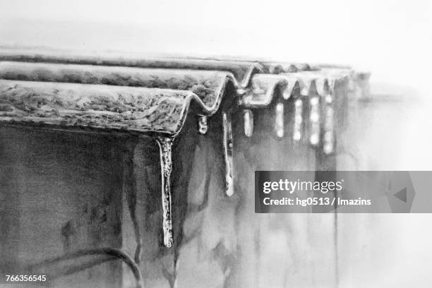 icicle, pencil drawing - icicles stock illustrations