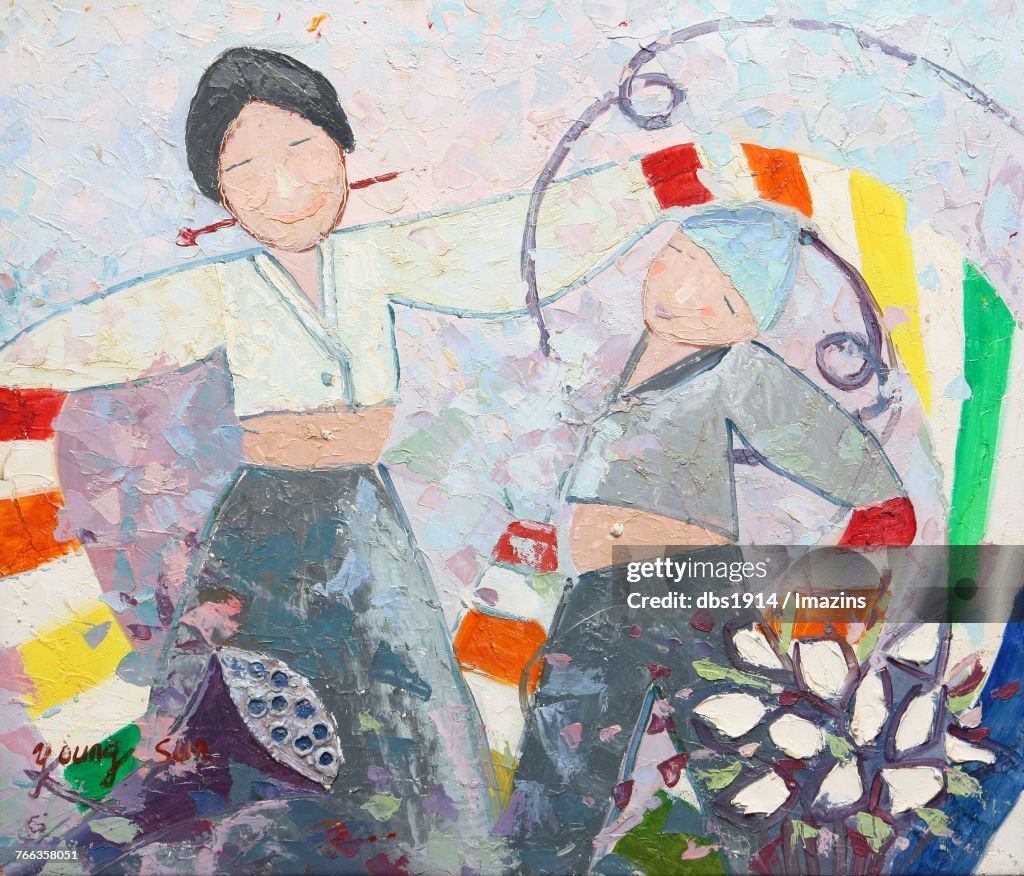 Traditional culture illustration (Korean harvest ritual)