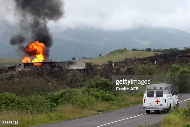 Fire burns from a natural gas pipeline September 10th in Maltrata, in the east Mexican state of Veracruz, after it was damaged early Monday when...