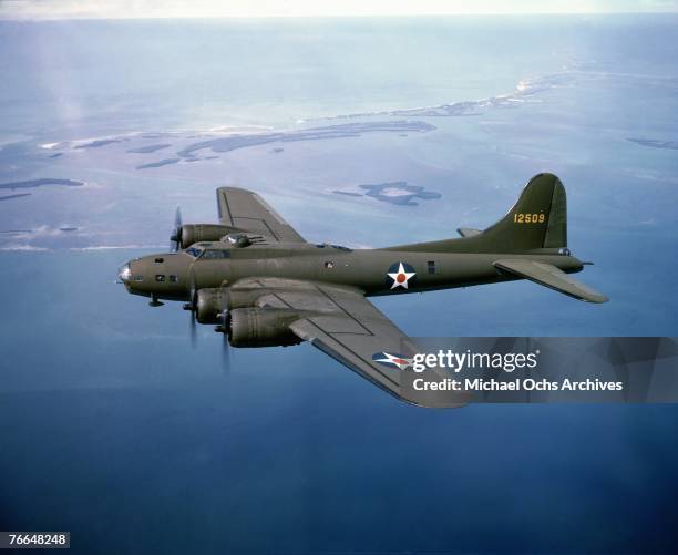 Bombers make their way to England to aid the British in World War II in April 1942.