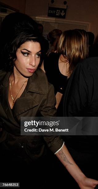 Amy Winehouse attends the after party following Kelly Osbourne's first night as she takes over as Mama Morton in the show Chicago, at the Cambridge...