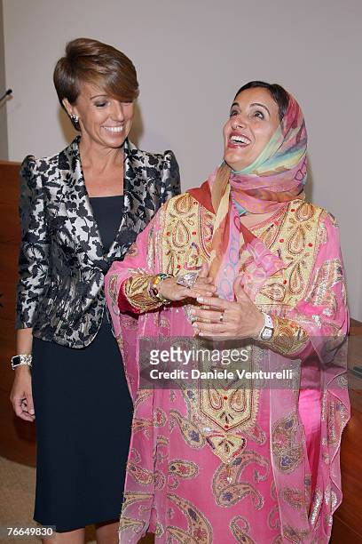 Sheikha Lubna Al Qasimi and Patrizia Sandretto Re Rebaudengo attends the Sandretto King Rebaudengo Foundation Star Prize 2007 on September 10, 2007...