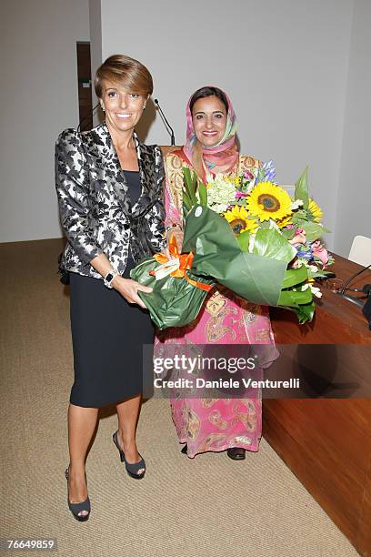 Sheikha Lubna Al Qasimi and Patrizia Sandretto Re Rebaudengo attends the Sandretto King Rebaudengo Foundation Star Prize 2007 on September 10, 2007...