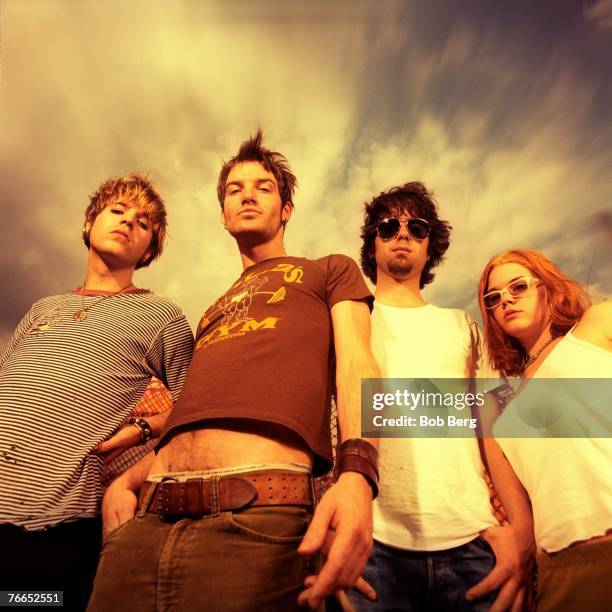 American rock band "The Dandy Warhols" guitarist Peter Holmstrom, lead guitarist/vocalist Courtney Taylor, drummer Eric Hedford and keyboardist Zia...