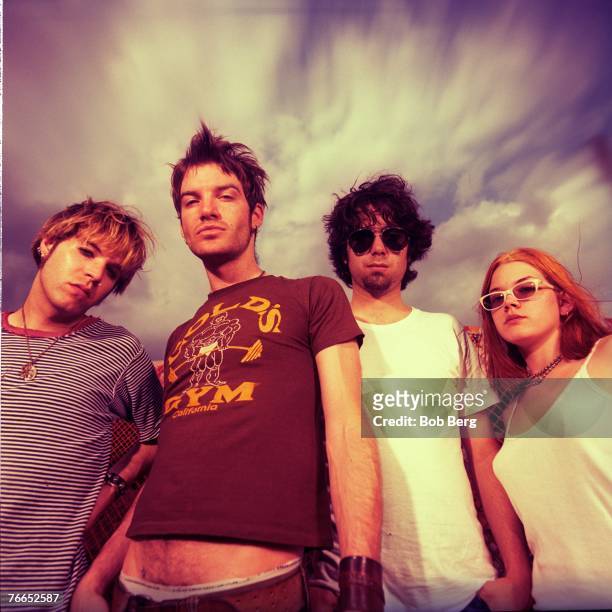 American rock band "The Dandy Warhols" guitarist Peter Holmstrom, lead guitarist/vocalist Courtney Taylor, drummer Eric Hedford and keyboardist Zia...