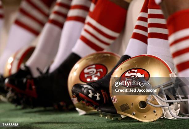 Gerneral view of a San Francisco 49ers helmet during an NFL game between Arizona Cardinals and San Francisco 49ers on September 10, 2007 at Monster...